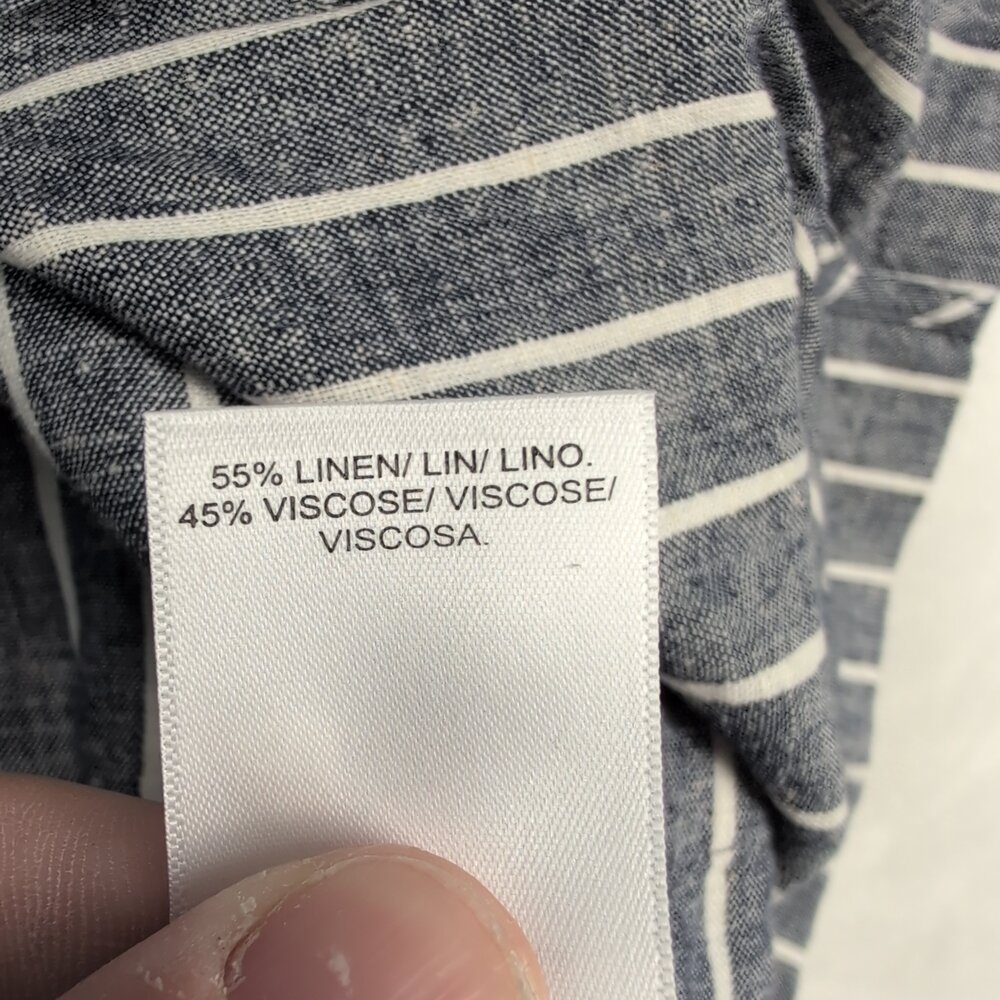 Lucky Brand Linen-Blend Striped Single-Button Blazer L - Picture 5 of 12